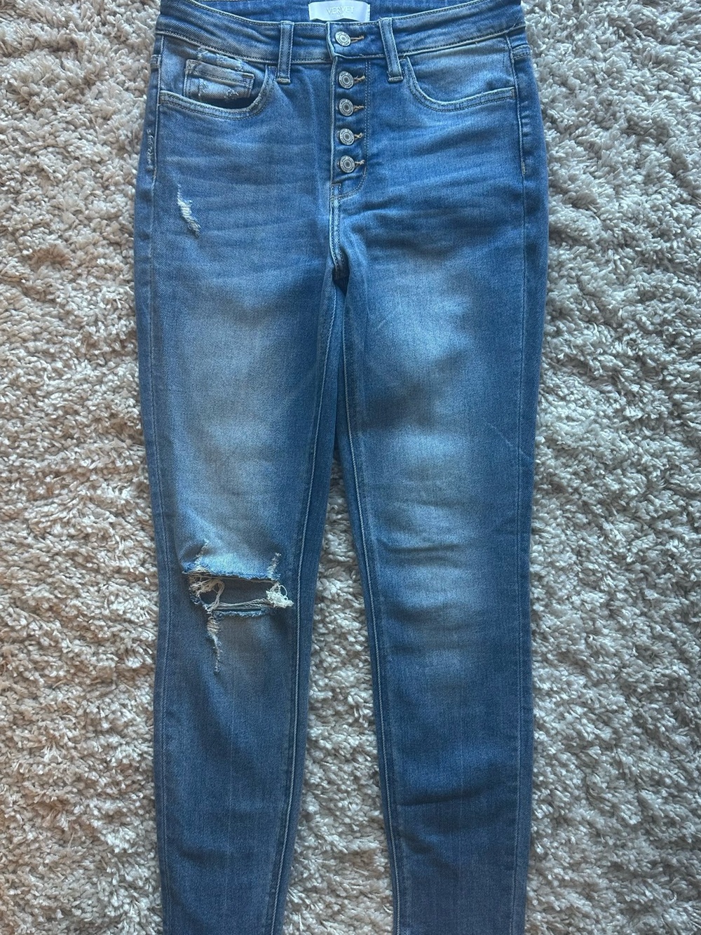 Women's Skinny Distressed High-Rise Jeans - Blue